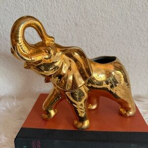 Vintage Gold Colored Boho Elephant Plant Holder